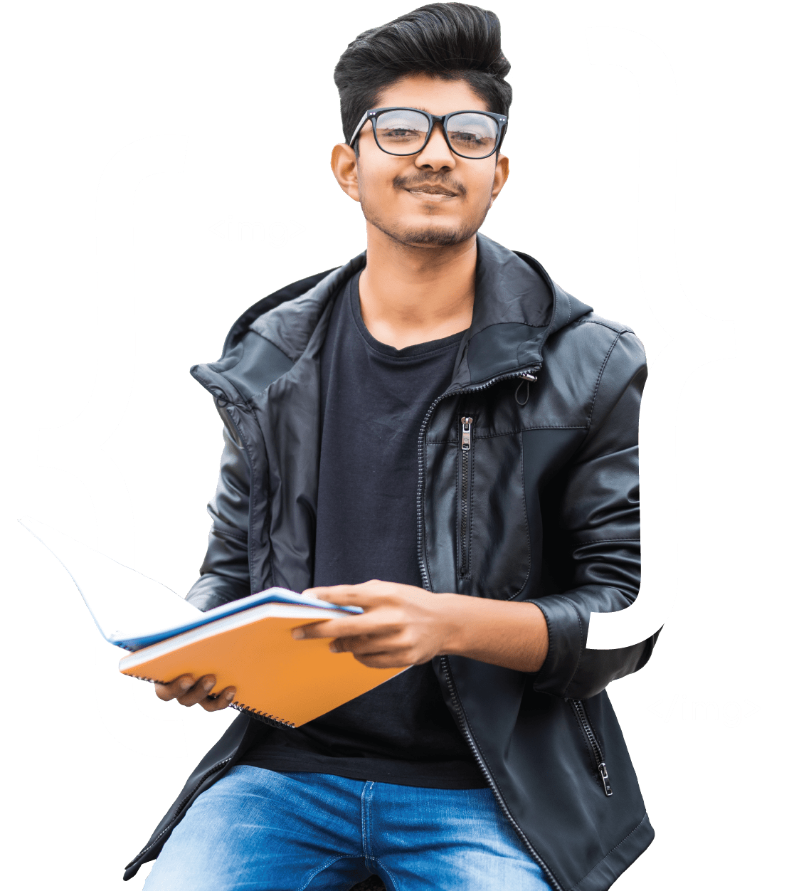 student holding books